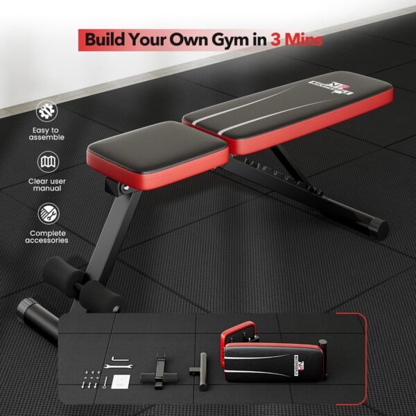Basic Weight Bench for Home Gym, Foldable Workout Bench with 8 Backrests, 660LBS Weight Capacity Adjustable Bench - Image 8