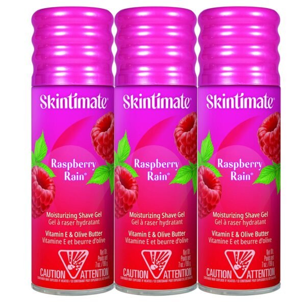 Skintimate Raspberry Rain Shave Gel for Women, 3 Pack | Skintimate Shaving Cream for Women, Womens Shaving Cream, Shave Cream, Shaving Foam, Womens Shave Gel, Pack of 3, 7oz each - Image 2