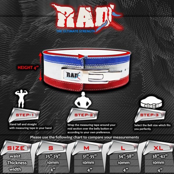 RAD Lever Weight Lifting Gym Belt for Men & Women Size 63 TO107 CM,Thick 10MM & Width 4 Inch Lever Powerlifting Belts for Women Dead Lift Workout Belt Leather Weight Lifting Lever Gym Squat Belt - Image 6