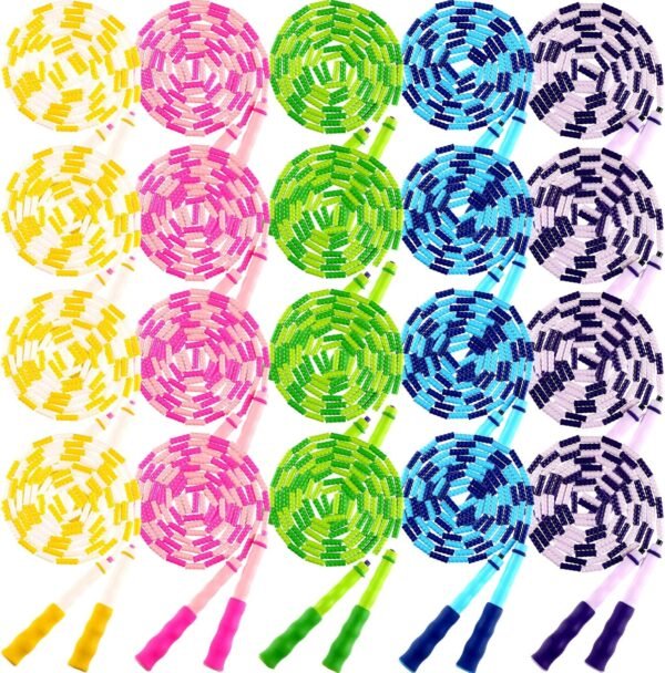 Yunsailing 20 Pack Jump Ropes for Adults Kids, 9.2 Feet Adjustable Length Free Segmented Skipping Rope Bulk Soft Beaded Jumping Ropes for Women Men Exercise Training Workout Weight Loss - Image 2