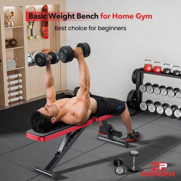 Basic Weight Bench for Home Gym, Foldable Workout Bench with 8 Backrests, 660LBS Weight Capacity Adjustable Bench - Image 3