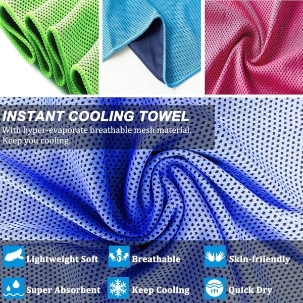 YQXCC 4 Pack Cooling Towels (40"x12") Cool Towel, Cold Towel, Microfiber Soft Breathable Chilly Ice Towel for Sport, Yoga, Golf, Gym, Camping, Running, Fitness, Workout & More Activities - Image 4