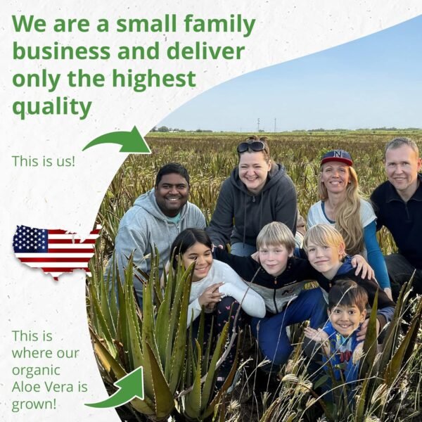 Seven Minerals Organic Aloe Vera Gel from freshly cut 100% Pure Aloe - Big 12oz - HighestQuality, Texas grown, Vegan, Unscented - For Face, Skin, Hair, Sunburn relief - Image 4