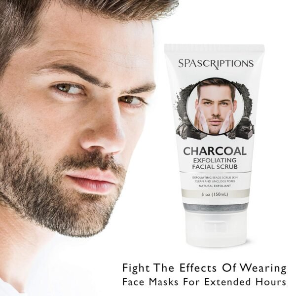 Spascriptions Charcoal Facial Cleanser Exfoliating Facial Scrub Face Wash with Natural Exfoliant- 5 Oz - Image 6