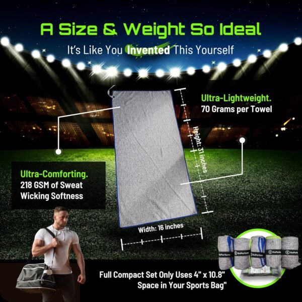 PowerPlay Sports Sweat Towels - Silver Ion 5 Set - Anti-Grime, Deodorizing, Rapid Dry, High Absorption Hanging Snap Towel Accessories for Basketball, Football, Baseball, Soccer, and Running - Image 6