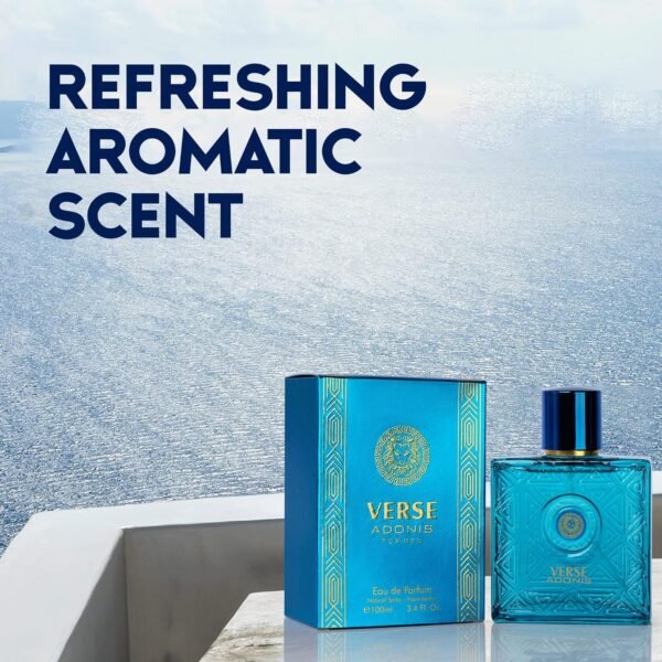 NovoGlow Verse Adonis Eau De Parfum for Men 3.4 Fl. Oz. 100ml Men's Perfume Refreshing Combination of Woody Floral & Fruity Scents - Masculine Scent Lasts All Day A Gift for Any Occasion - Image 4
