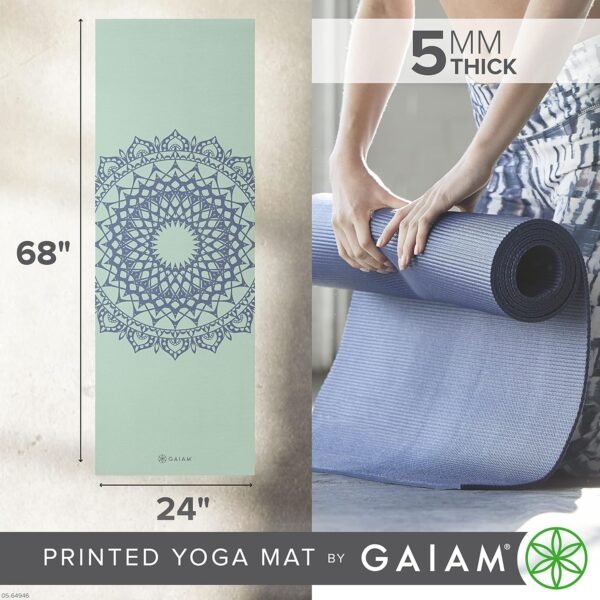 Gaiam Yoga Mat - Premium 5mm Print Thick Non Slip Exercise & Fitness Mat for All Types of Yoga, Pilates & Floor Workouts (68" x 24" x 5mm) - Image 4