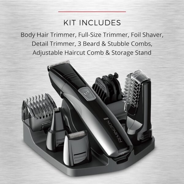 Remington Head to Toe Advanced Rechargeable Powered Body Groomer Kit, Beard Trimmer (10 Pieces), 6.3 Inch, Black - Image 9