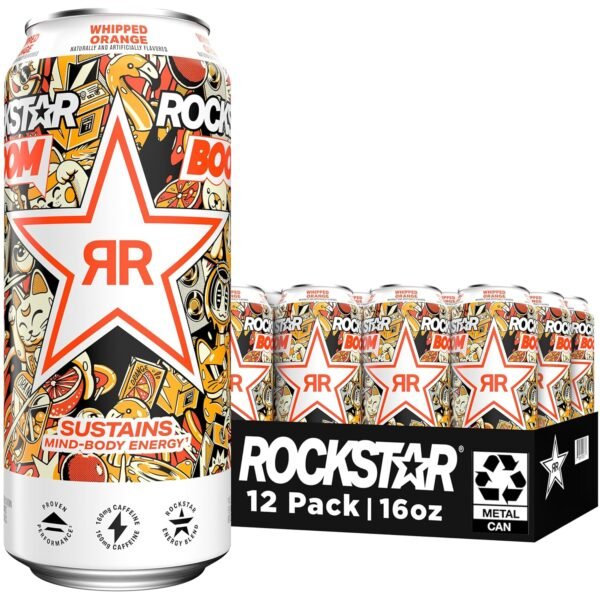 Rockstar Energy Drink Boom Whipped Orange, 16 Fl Oz (Pack of 12) - Image 2