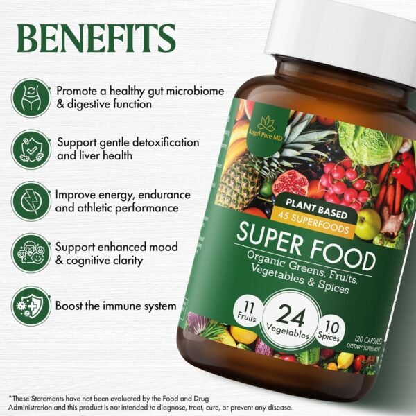 Superfood Greens Fruit and Veggies Supplement - USDA Organic Super Greens & Super Reds Vegetable Supplements for Adults - Cruciferous Vegetables Supplement for Immunity & Gut Health - Image 3