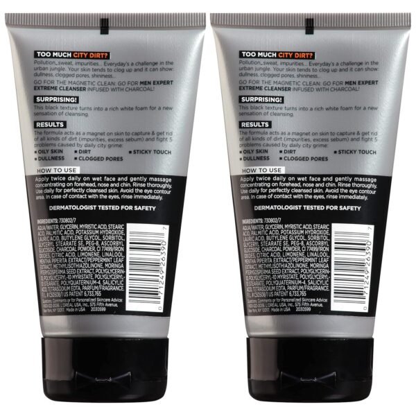 L'Oreal Paris Men Expert Hydra Energetic Daily Facial Cleanser with Charcoal, 2 ct. - Image 3