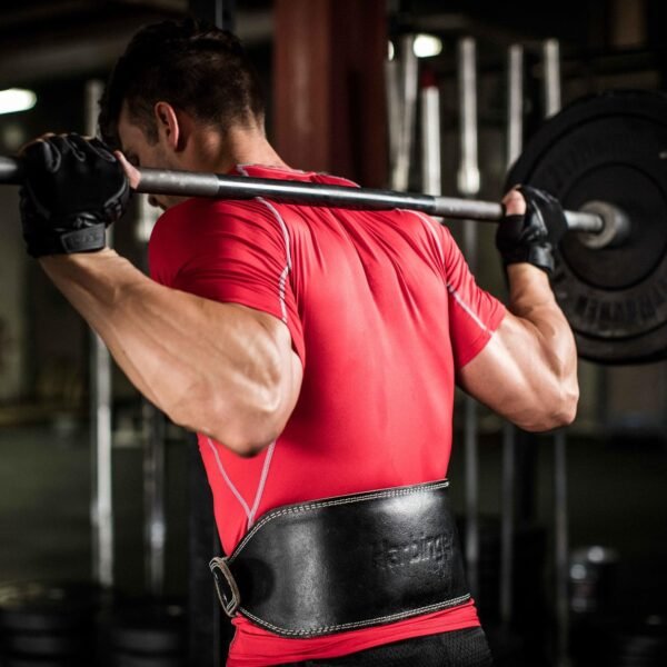 Harbinger Padded Leather Contoured Gym Weightlifting Belt with Suede Lining and Steel Roller Buckle for Lifting Support Small - Image 6