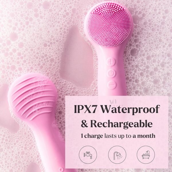 Facial Cleansing Brush - Valentines Gift - for Deep Cleansing, Gentle Exfoliating and Massaging - Waterproof and Rechargeable Face Cleanser Brush - Valentine Gifts for Women, Galentines Day Gifts - Image 5