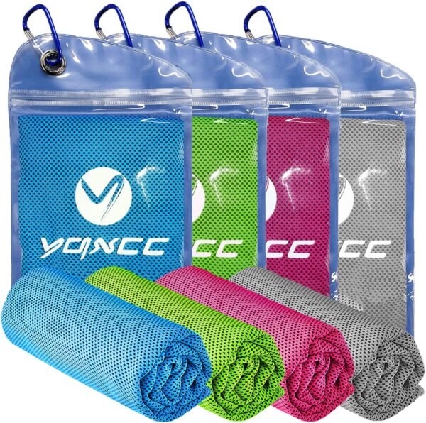 YQXCC 4 Pack Cooling Towels (40"x12") Cool Towel, Cold Towel, Microfiber Soft Breathable Chilly Ice Towel for Sport, Yoga, Golf, Gym, Camping, Running, Fitness, Workout & More Activities - Image 2
