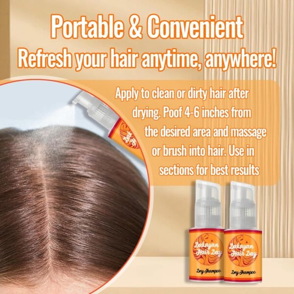Natural Dry Shampoo Powder for Dark Hair, All-Natural Aerosol-Free, Instant Oil Control & Volume Boost, Portable Dry Shampoo for On-the-Go Hair Care - Image 5
