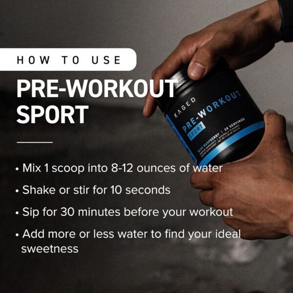 Kaged Pre-Kaged Sport Pre Workout Powder | Blue Razz | Energy Supplement for Endurance | Cardio, Weightlifting Sports Drink | 20 Servings - Image 7
