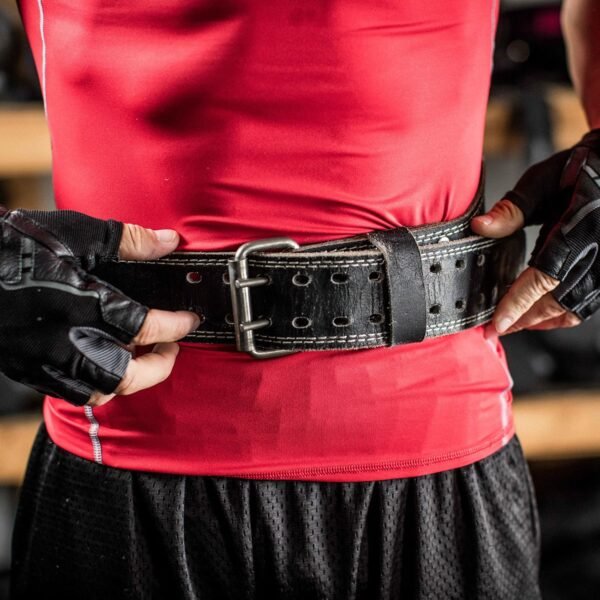 Harbinger Padded Leather Contoured Gym Weightlifting Belt with Suede Lining and Steel Roller Buckle for Lifting Support Small - Image 5