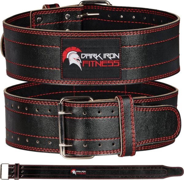 Dark Iron Fitness Weight Lifting Belt - Men & Women - All Leather Gym Belts for Weightlifting, Powerlifting, Strength Training, Squat, Deadlift Workout - Up to 600 Lbs - Image 2