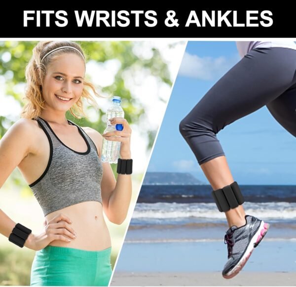 Wearable wrist weights and ankle weights ，1-2 lb. per pair， Soft touch adjustable Counterweight，ankle weights for women and man，gym Aerobic exercise, rehabilitation training, dance, swimming ，run - Image 5