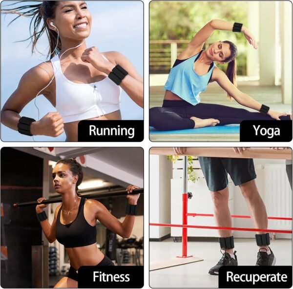 Wearable wrist weights and ankle weights ，1-2 lb. per pair， Soft touch adjustable Counterweight，ankle weights for women and man，gym Aerobic exercise, rehabilitation training, dance, swimming ，run - Image 7