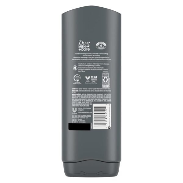 DOVE MEN + CARE Elements Body Wash Charcoal + Clay 4 Count For Men's Skin Care Effectively Washes Away Bacteria While Nourishing Your Skin, 18 oz - Image 3