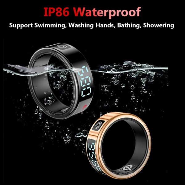 Smart Rings for Women Men Health Rings with Charging Case, Display Screen, IP68 Waterproof, Fitness Tracker with Heart Rate, Blood Oxygen, Sleep Tracker, Step Tracker (Black, 9#) - Image 5