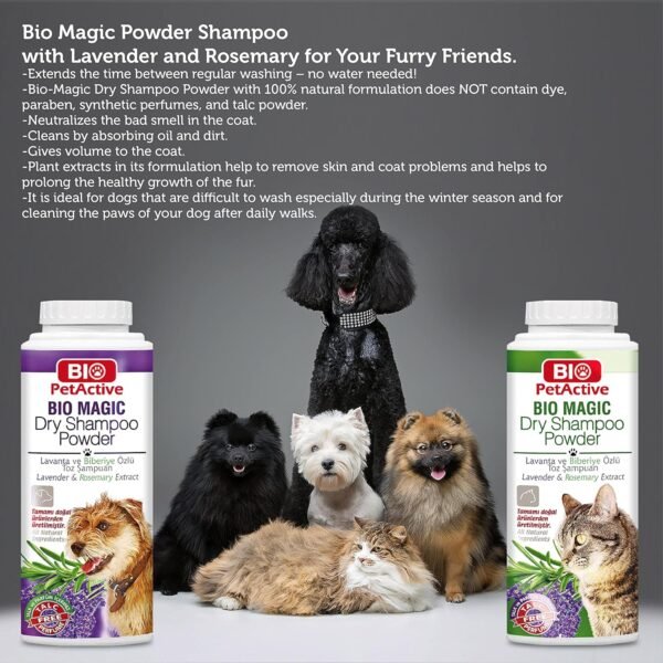 Bio Magic Dry Shampoo Powder with Lavender and Rosemary for Cats | Cleansing and Moisturizing Perfume and Talc Free Suitable for Sensitive Skin - 5.29 oz - Image 9