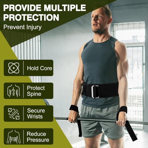 Weight Lifting Belt and Lifting Straps: Weightlifting Gym Belt for Men Women Deadlift Squats Belt for Bodybuilding Workout - Image 4