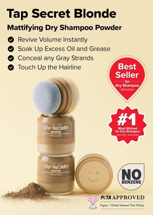 I DEW CARE Root Touch Up & Dry Shampoo Powder Set - Tap Secret Blonde + Original | Covering for Grey hair, Strengthening & Volumizing, Oil Control, Refillable, Travel size - Image 4