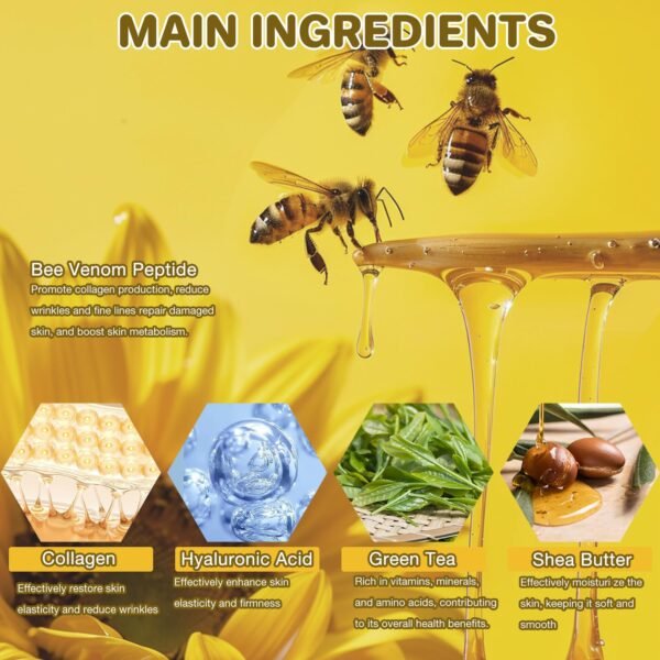 BeeLift Anti-Aging Firming Cream, Bee Lift Firming Cream, Bee Venom Wrinkle Removal Cream, Bee Venom Skin Firming Cream, 24-Hour Moisturizing Body Cream, Natural Anti Wrinkle Cream for All Skin Types - Image 4
