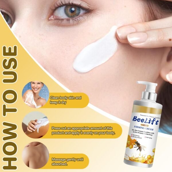 BeeLift Anti-Aging Firming Cream, Bee Lift Firming Cream, Bee Venom Wrinkle Removal Cream, Bee Venom Skin Firming Cream, 24-Hour Moisturizing Body Cream, Natural Anti Wrinkle Cream for All Skin Types - Image 5