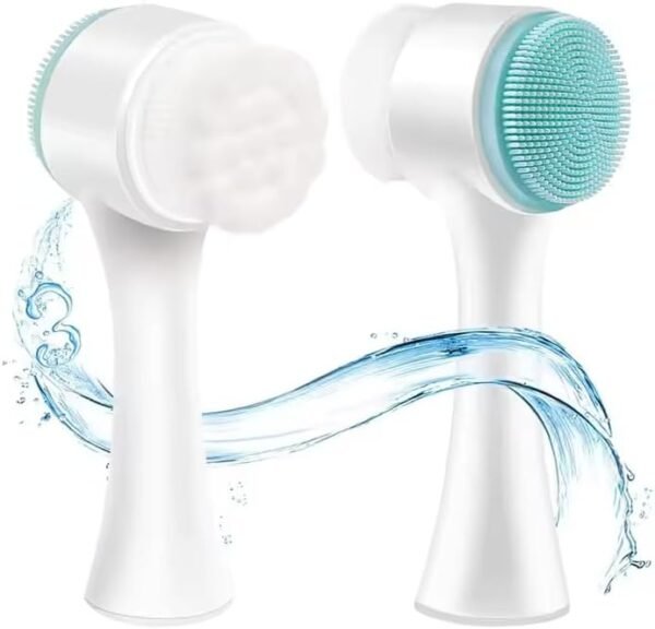 Face Brush 2 in 1 Double Sided Manual Facial Cleaning Brush. Exfoliating and Cleaning Face Scrubber with Soft Bristles. - Image 2