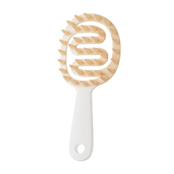 Scalp Massager Shampoo Brush for Hair Silicone Scalp Scrubber with Handle Curved Vented Scalp Scrubber Scalp Care Brush Soft Hair Shampoo Brush for Scalp Exfoliator and Dandruff Removal(White) - Image 2