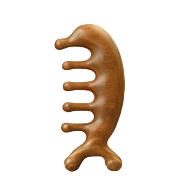 Authentic Green Sandalwood Comb Gua Sha Scraping Scalp Massager Head Head, Neck, Hands and Legs (B) - Image 2