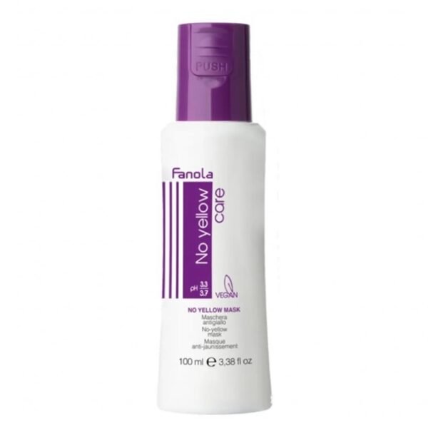 Fanola No Yellow Hair Mask With Purple Violet Pigments To Eliminate Unwanted Yellow Tones & Brassiness In Platinum, Light Blonde, Gray, Bleached, or Highlighted Hair - 3.38oz - Image 2