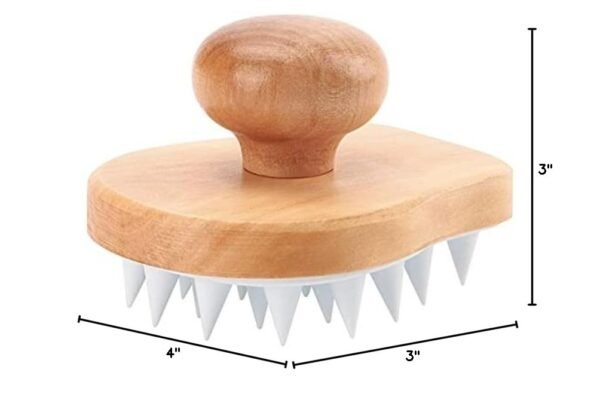 Scalp Massager Shampoo Brush, Wooden Wet and Dry Hair Scalp Care Brush, Shower Brush Scalp Scrubber Exfoliator with Soft Silicone Bristles for Dandruff Removal, Hair Growth (White) - Image 9