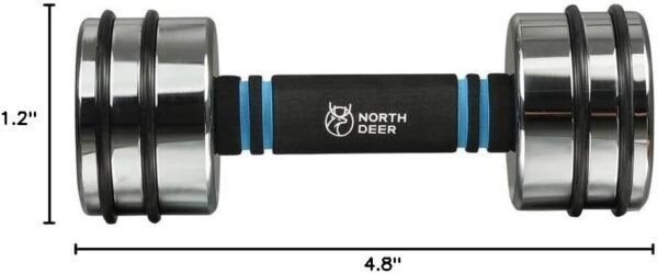 Northdeer Steel Dumbbells Ultracompact & Adjustable Chrome Dumbbell with Foam Handles 5lb 10lb 15lb 20lb 30lb 50lb Home Gym Workout (Choice of Size) - Image 8