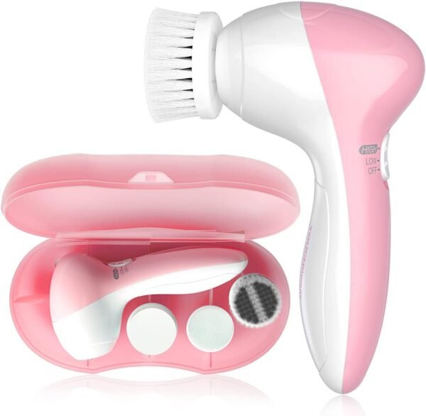 TOUCHBeauty Face Scrubber Exfoliator, Facial Cleansing Brush with 3 Cleanser Heads & 2 Speeds Adjustable for Skin Care Wash,Deep Cleaning,Face Spa System,Battery Powered - Image 2