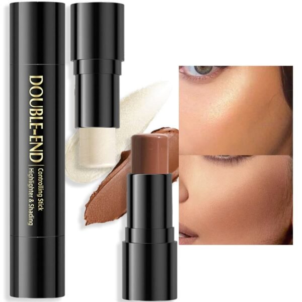 evpct 2In1 Face Cream Contour Stick Makeup Highlighter Highlight Brown Creme Cheek Contour Sticks contorno en crema Bronzer Bronzing Foundation Stick Kit Illuminator Long Lasting,03 Blonde & Coffee - Image 3