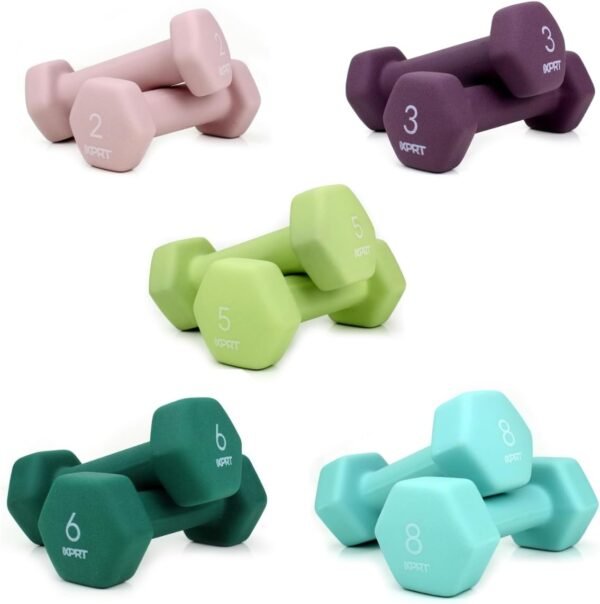 XPRT Neoprene Dumbbell Set with Rack - 5-Pair Weights for Home Gym - Image 5
