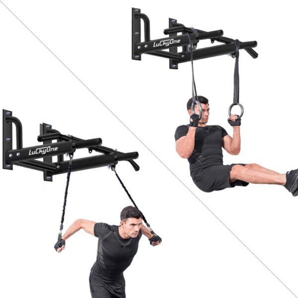 Luckyone Wall Mount Pull Up Bar, Heavy Duty Steel, 440 Lbs, Alloy Steel, Black - Image 5