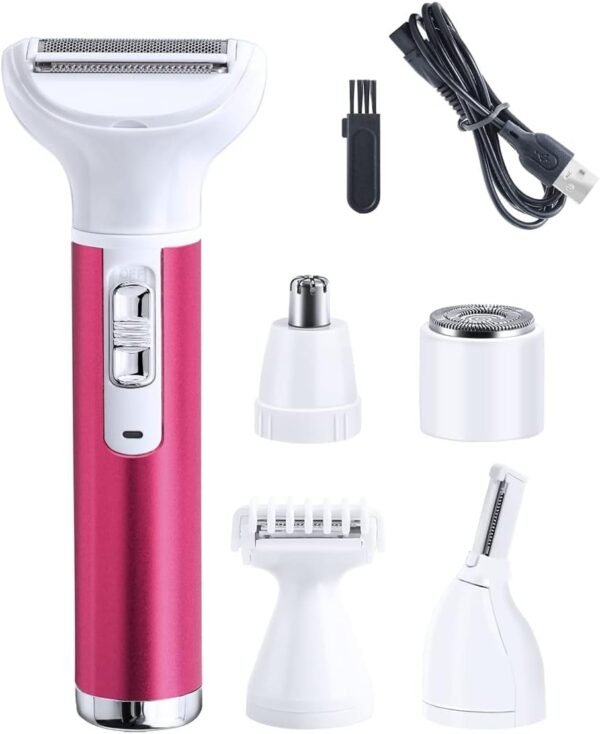 Electric Razor for Women Removal for Body Nose Hair Trimmer Face Shavers Eyebrow Legs Armpit Bikini Area Pubic Underarms Painless Rechargeable Portable 5 in 1 Womens Razors Set - Image 8
