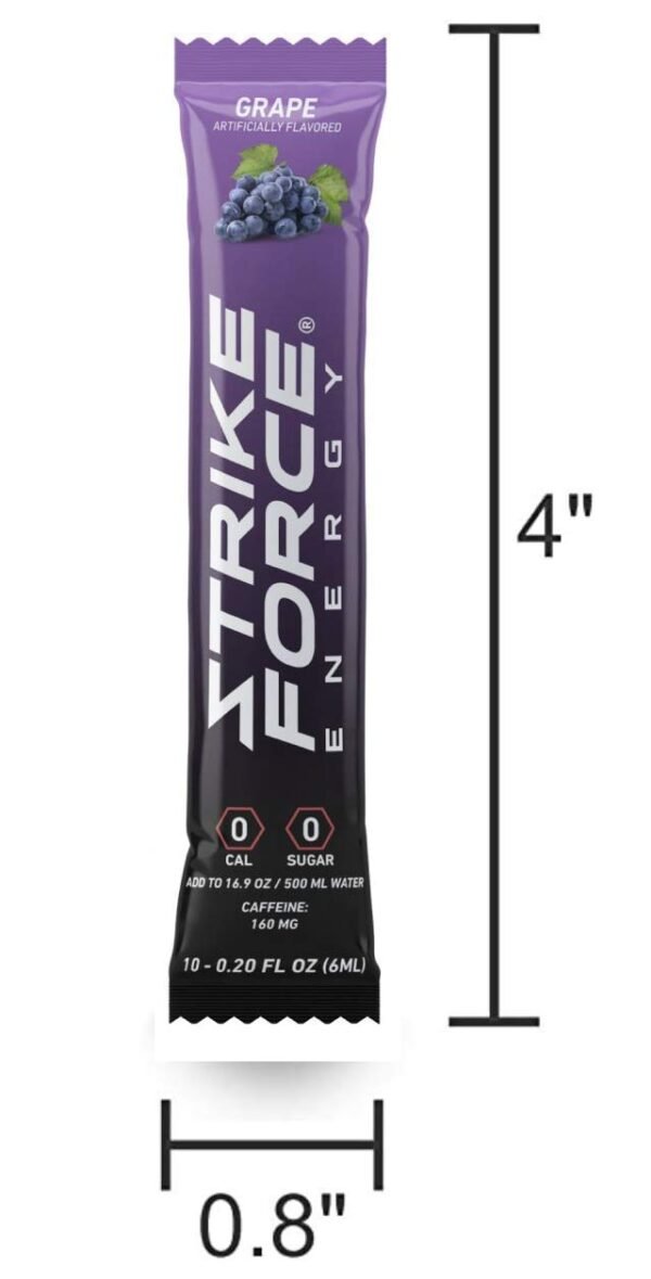 Strike Force Energy Drink Mix - Grape Flavor - Natural Tasting Caffeine Drink - Turn Any Drink into a Healthy Energy Drink - Zero Calories, Keto Friendly, Sugar Free, Pre Workout (10 Liquid Packs) - Image 5
