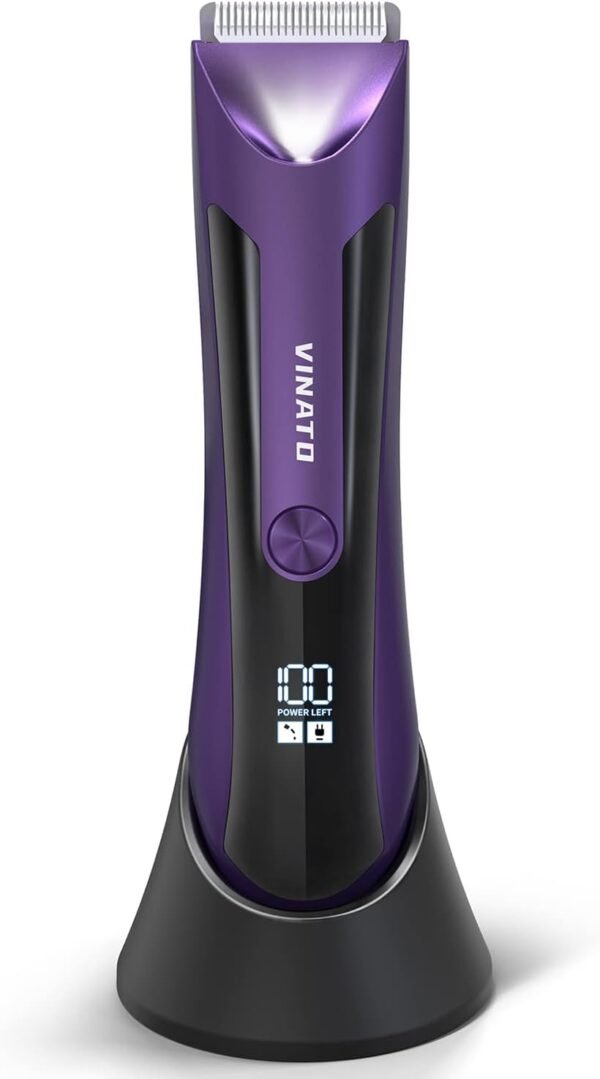 VINATO Electric Body Hair Trimmer - Manscape Ball Trimmer, Groin Hair Trimmer for Men, Waterproof Ball Shaver, USB Recharge Dock Replaceable Ceramic Blade, 90 Mins Battery Life - Image 2