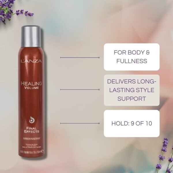 L'ANZA Healing Volume Final Effects Hair Spray with Strong Hold Effect, Boosts Shine, Volume, and Thickness for Fine and Flat Hair, Rich With Bamboo Bodifying Complex and Keratin (10.6 Fl Oz) - Image 3