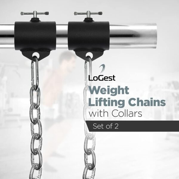 Logest Weight Lifting Chains with Collars - 1 Pair Available in 15LB 25LB 35LB 45LB Steel Workout Chains - Fitness Equipment for Deadlifts Bench Presses and More Targets Back Legs Core Weight Chains - Image 8