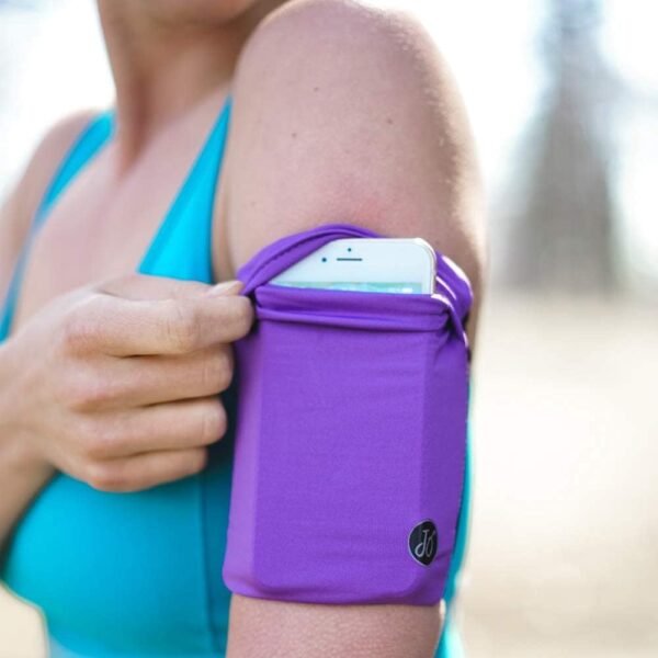 Cell Phone Armband for Runners. Phone Holder Arm Sleeve for Working Out & Exercise. Fits iPhone x xs max xr 8 7 6, Pixel 1 2 2XL 3 3XL, Samsung Galaxy S8 S9 S10 - Purple/Black, SM - Image 3