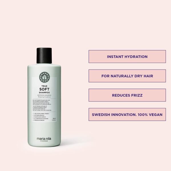 Maria Nila True Soft, Shampoo 11.8 Fl Oz, For Dry Hair, Argan Oil Remoisturises & Reduces Frizz, 100% Vegan & Sulfate/Paraben free - Image 3