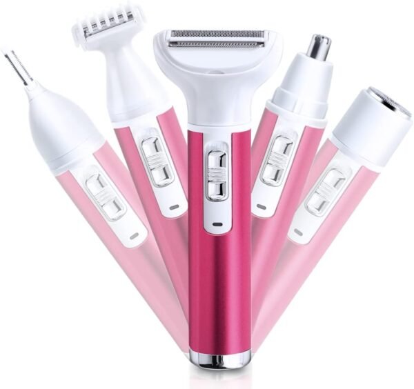 Electric Razor for Women Removal for Body Nose Hair Trimmer Face Shavers Eyebrow Legs Armpit Bikini Area Pubic Underarms Painless Rechargeable Portable 5 in 1 Womens Razors Set - Image 2