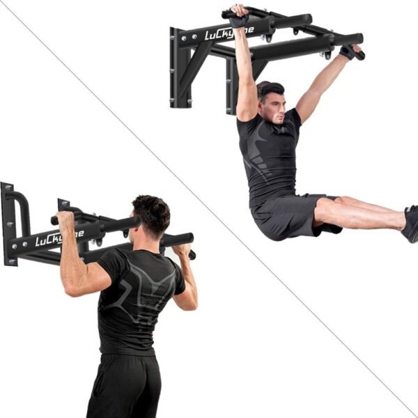 Luckyone Wall Mount Pull Up Bar, Heavy Duty Steel, 440 Lbs, Alloy Steel, Black - Image 8